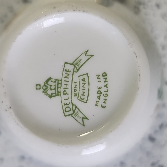 Delphine Tea Cup and Saucer Fine Bone China Blue Yellow Flowers - Picture 3 of 3